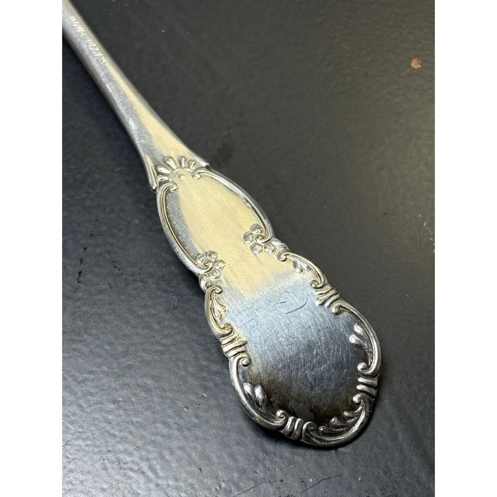 Vintage Ornate Roses ROYAL PLATE Silverplate‎ Serving Fork Meat Fork